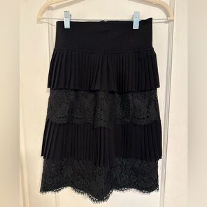 Valentino Black Pleated Lace Skirt